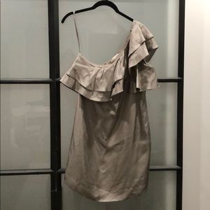 One shoulder, silver Banana Republic dress